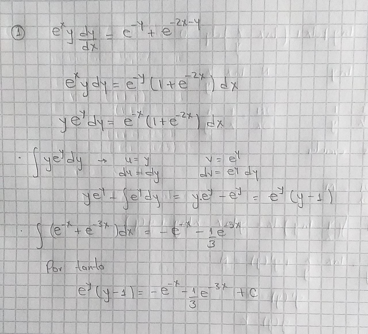 SOLUCIÓN Resolver la ecuación diferencial de variables separables exy