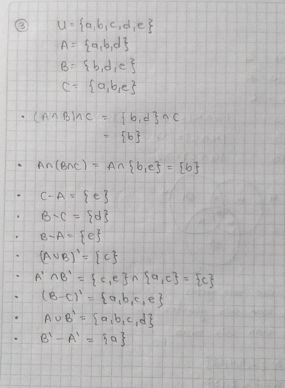 SOLUCIÓN Consideremos U = {a, B, C, D, E} Como Conjunto Universal Y Los ...